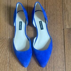 Nine West Cobalt Blue Suede Pointed Toe Dorsay Flats